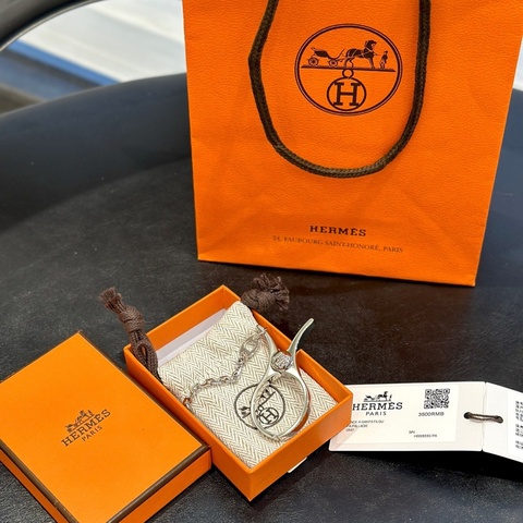 Hermes爱马仕 银色手套夹