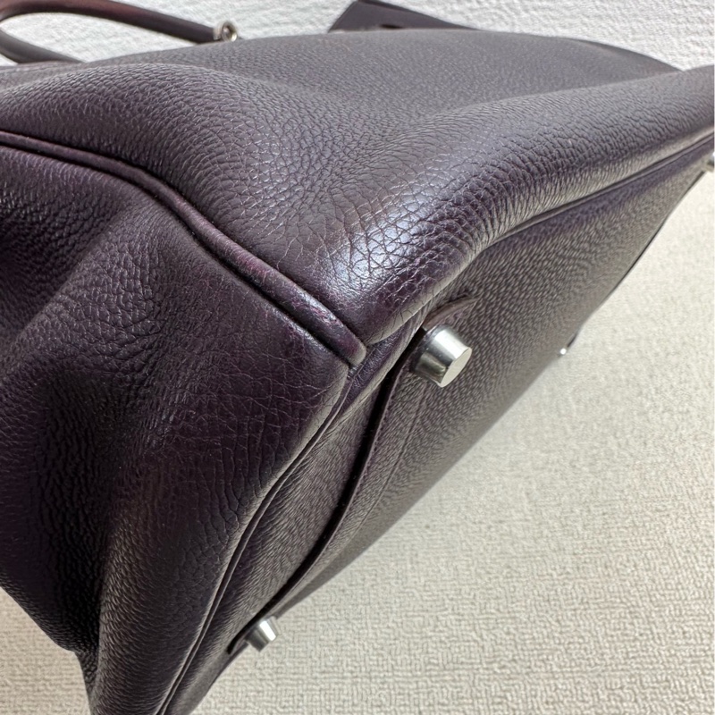 Hermes 愛馬仕birkin35黑加侖紫,銀扣togo皮-5