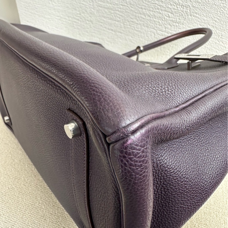 Hermes 愛馬仕birkin35黑加侖紫,銀扣togo皮-6