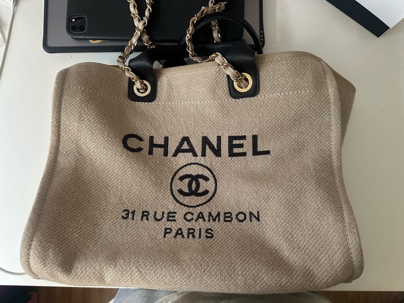 香奈兒 沙灘包 海灘托特包特別熊貓配色chanel deauville tote-6