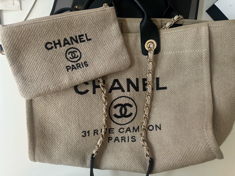 香奈兒 沙灘包 海灘托特包特別熊貓配色chanel deauville tote-17