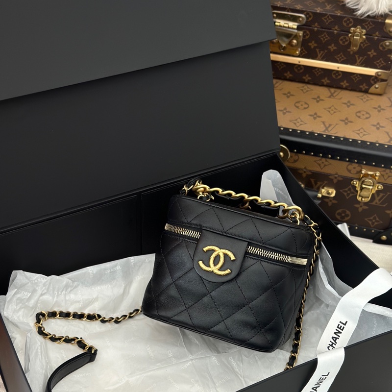 Chanel 22S芯片款 复古黑金菠萝扣软盒子-0