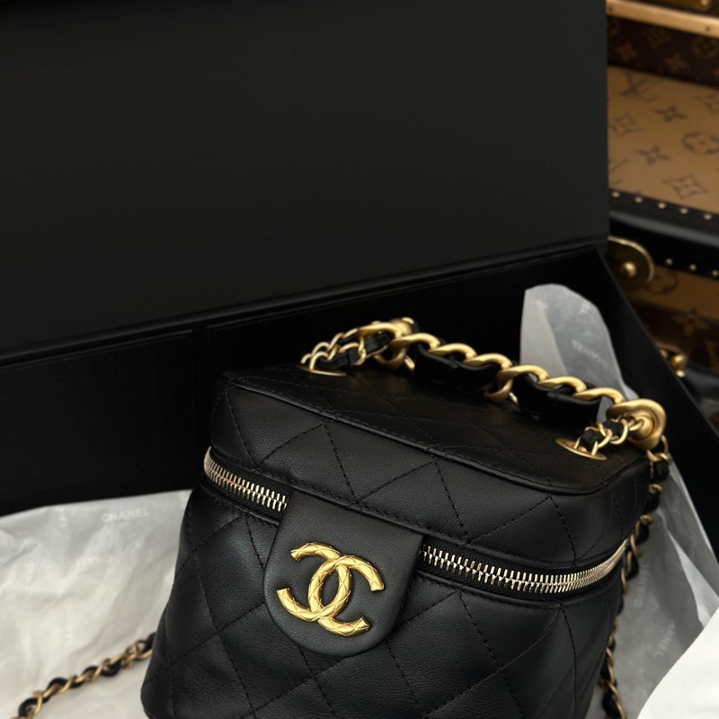 Chanel 22S芯片款 复古黑金菠萝扣软盒子-1