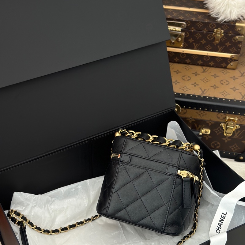 Chanel 22S芯片款 复古黑金菠萝扣软盒子-4
