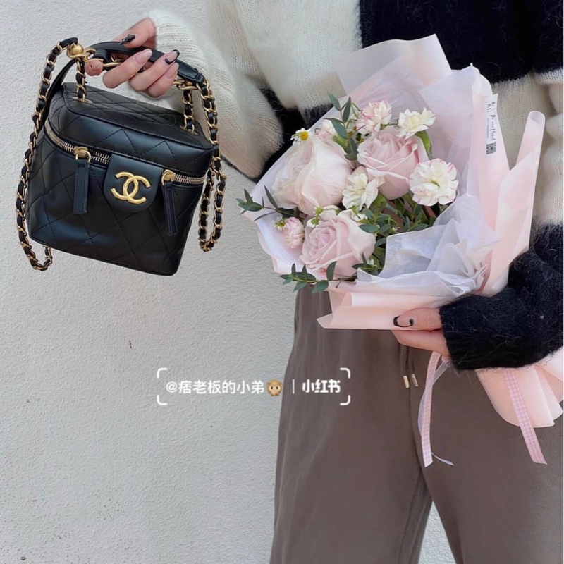 Chanel 22S芯片款 复古黑金菠萝扣软盒子-5