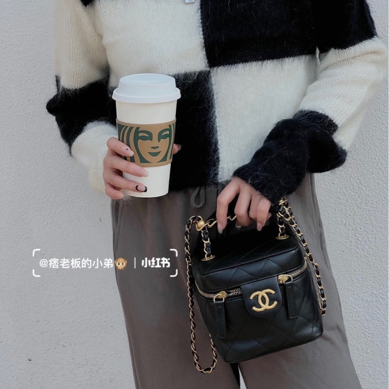 Chanel 22S芯片款 复古黑金菠萝扣软盒子-6