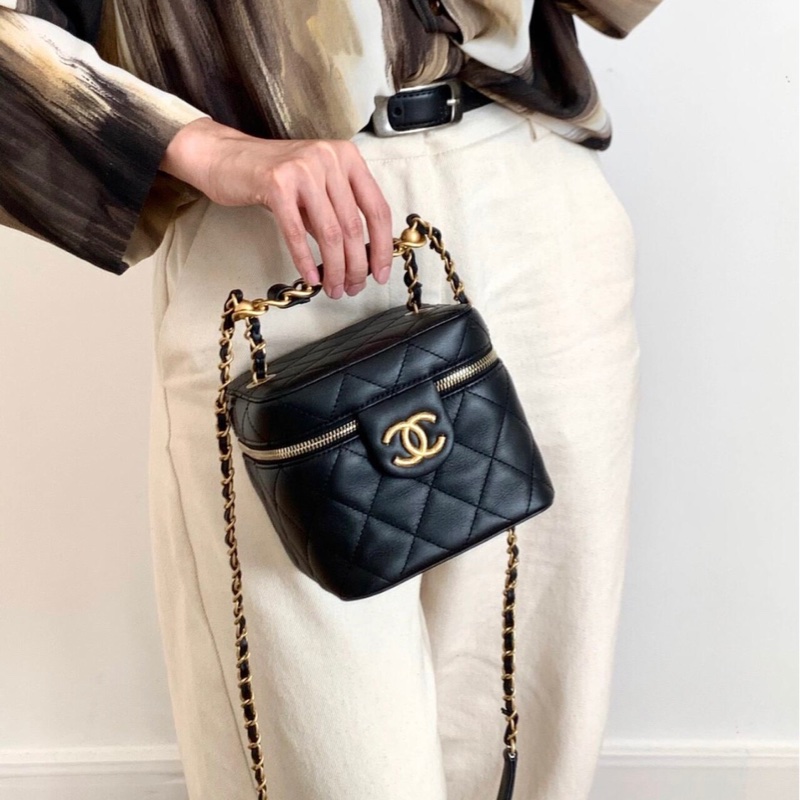 Chanel 22S芯片款 复古黑金菠萝扣软盒子-7