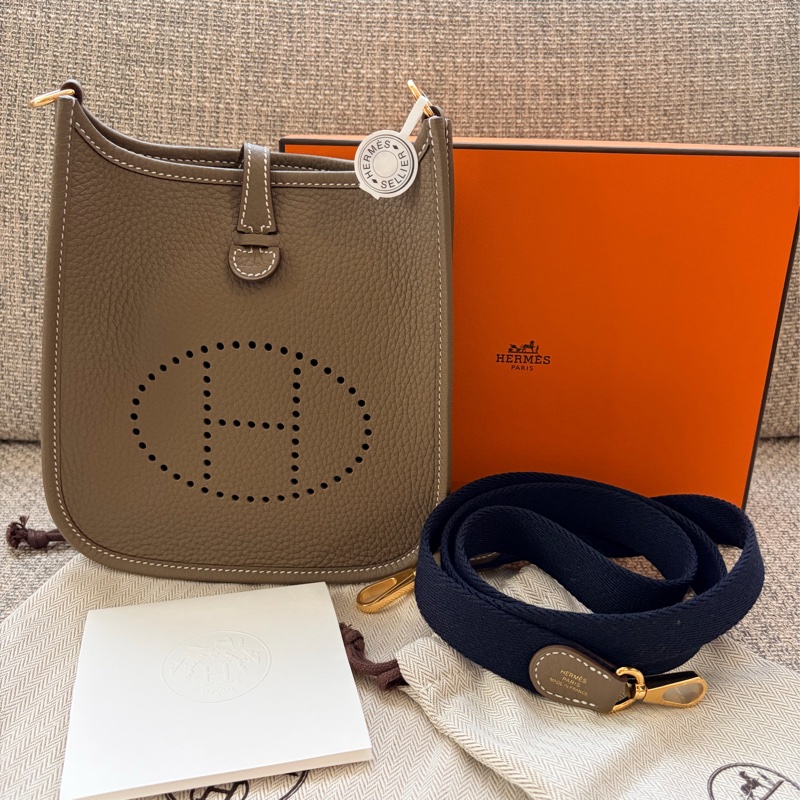 全新未拆膜Hermes愛馬仕mini Evelyne大象灰-0