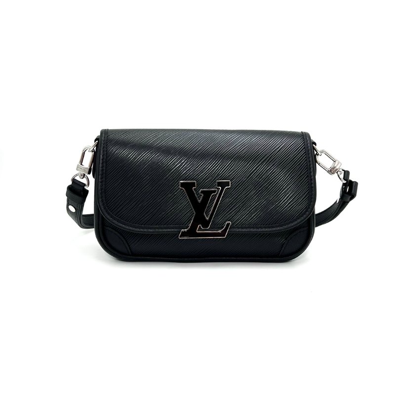 ️LV 黑色銀扣水波紋法棍肩背斜背包芯片款24*15*9 98新配件塵袋-2