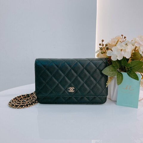 MS0674 Chanel 香奈兒 經典 鏈條錢包 魚子醬牛皮 荔枝紋 黑色 金扣 晶片款 Classic Wallet On Chian Grained Calfskin Caviar Black x GHW