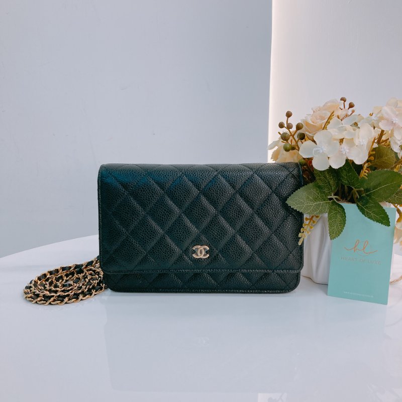 MS0674 Chanel 香奈兒 經典 鏈條錢包 魚子醬牛皮 荔枝紋 黑色 金扣 晶片款 Classic Wallet On Chian Grained Calfskin Caviar Black x GHW-0