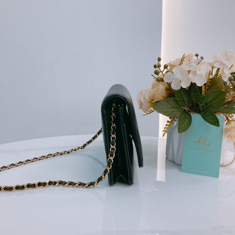 MS0674 Chanel 香奈兒 經典 鏈條錢包 魚子醬牛皮 荔枝紋 黑色 金扣 晶片款 Classic Wallet On Chian Grained Calfskin Caviar Black x GHW-2