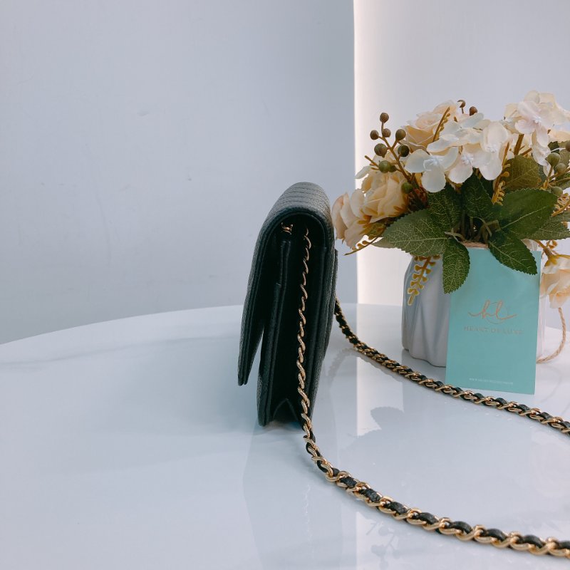 MS0674 Chanel 香奈兒 經典 鏈條錢包 魚子醬牛皮 荔枝紋 黑色 金扣 晶片款 Classic Wallet On Chian Grained Calfskin Caviar Black x GHW-3