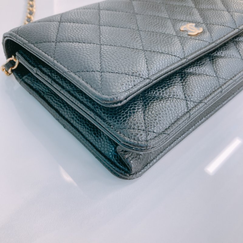 MS0674 Chanel 香奈兒 經典 鏈條錢包 魚子醬牛皮 荔枝紋 黑色 金扣 晶片款 Classic Wallet On Chian Grained Calfskin Caviar Black x GHW-5