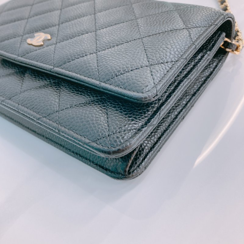 MS0674 Chanel 香奈兒 經典 鏈條錢包 魚子醬牛皮 荔枝紋 黑色 金扣 晶片款 Classic Wallet On Chian Grained Calfskin Caviar Black x GHW-6