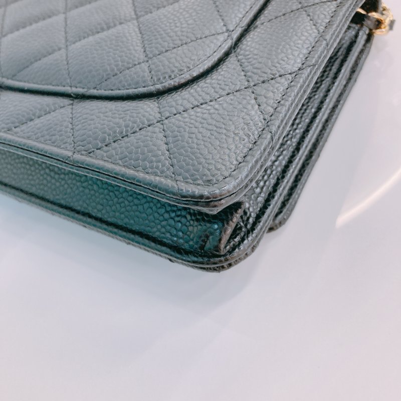 MS0674 Chanel 香奈兒 經典 鏈條錢包 魚子醬牛皮 荔枝紋 黑色 金扣 晶片款 Classic Wallet On Chian Grained Calfskin Caviar Black x GHW-8