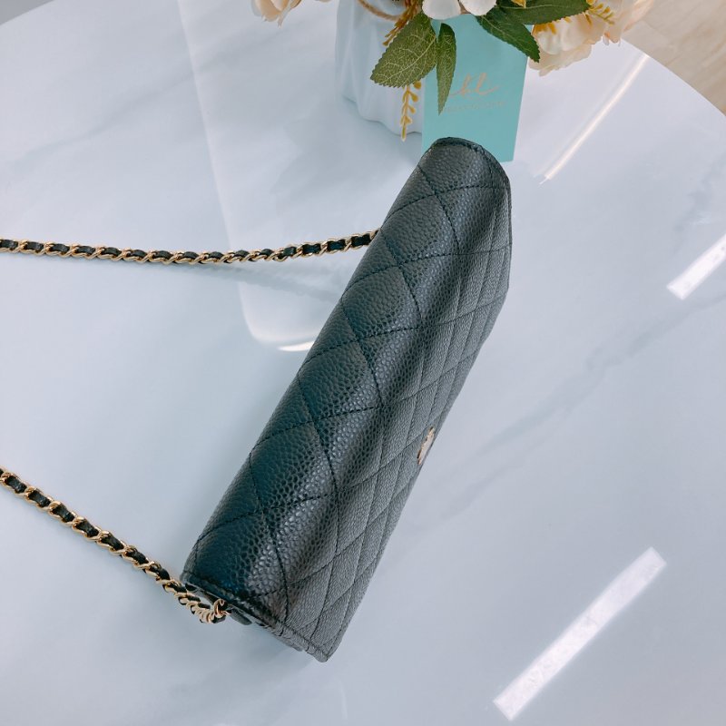 MS0674 Chanel 香奈兒 經典 鏈條錢包 魚子醬牛皮 荔枝紋 黑色 金扣 晶片款 Classic Wallet On Chian Grained Calfskin Caviar Black x GHW-9