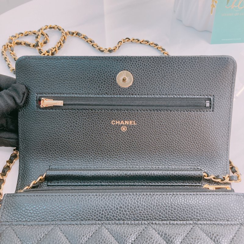 MS0674 Chanel 香奈兒 經典 鏈條錢包 魚子醬牛皮 荔枝紋 黑色 金扣 晶片款 Classic Wallet On Chian Grained Calfskin Caviar Black x GHW-12
