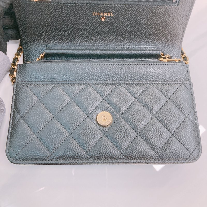 MS0674 Chanel 香奈兒 經典 鏈條錢包 魚子醬牛皮 荔枝紋 黑色 金扣 晶片款 Classic Wallet On Chian Grained Calfskin Caviar Black x GHW-13