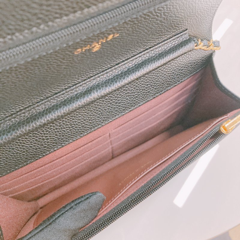 MS0674 Chanel 香奈兒 經典 鏈條錢包 魚子醬牛皮 荔枝紋 黑色 金扣 晶片款 Classic Wallet On Chian Grained Calfskin Caviar Black x GHW-14