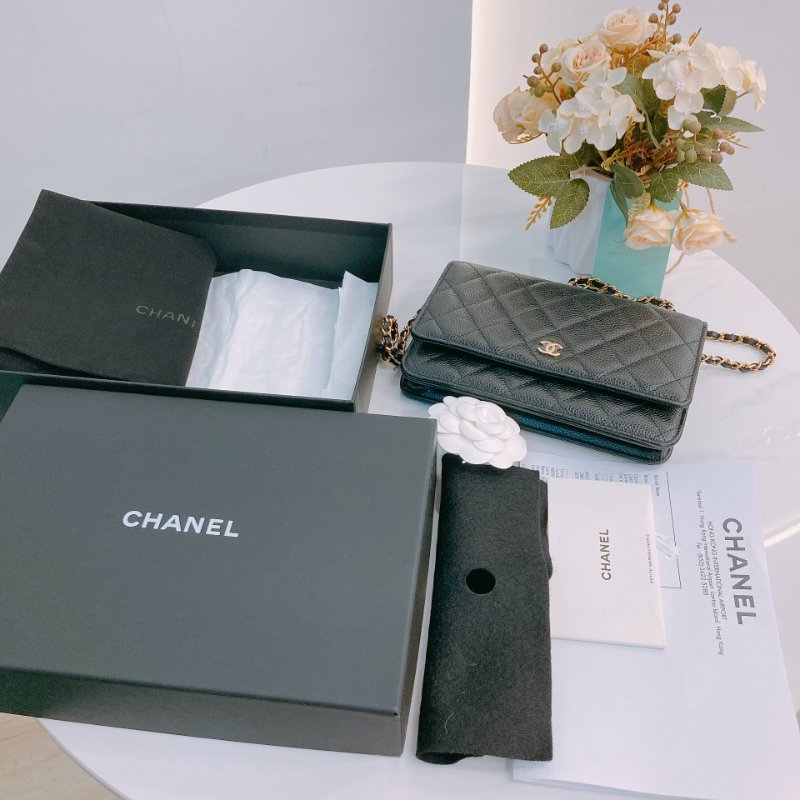 MS0674 Chanel 香奈兒 經典 鏈條錢包 魚子醬牛皮 荔枝紋 黑色 金扣 晶片款 Classic Wallet On Chian Grained Calfskin Caviar Black x GHW-19