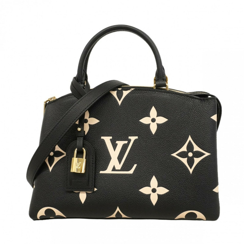 路易威登 Monogram Empreinte Bicolor Petit Palais PM 手提包 M58913 黑色米色 兩用包 女士 P2689059-0