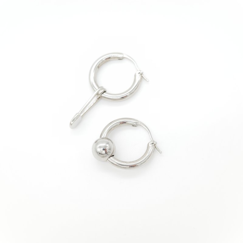 Burberry 博柏利 銀色 不對稱 耳環-2