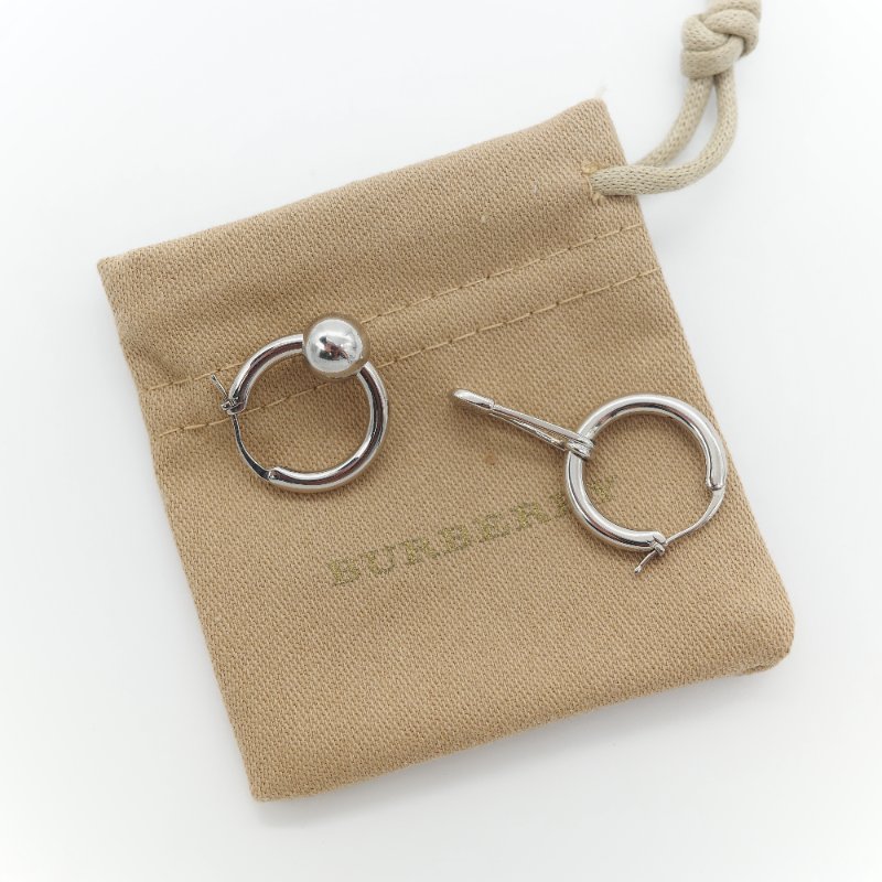 Burberry 博柏利 銀色 不對稱 耳環-8