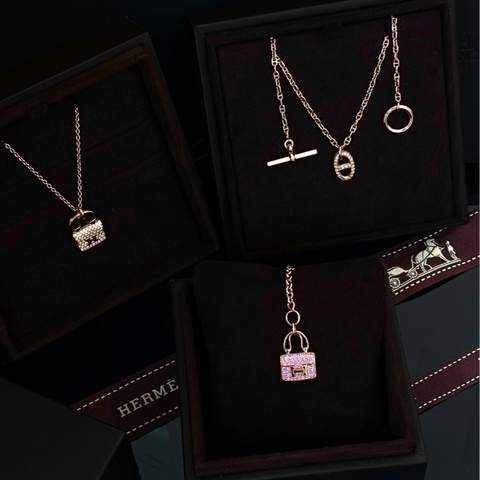 Hermes 玫瑰金满钻constance 康康项链