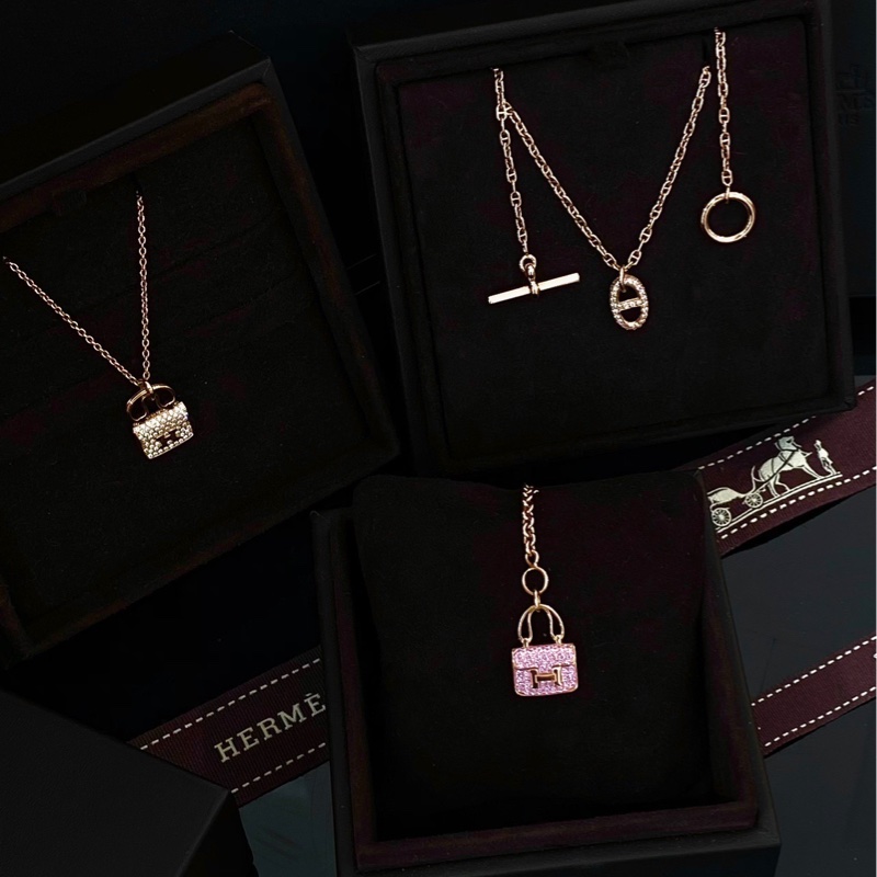 Hermes 玫瑰金满钻constance 康康项链-0