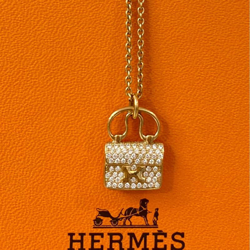 Hermes 玫瑰金满钻constance 康康项链-1