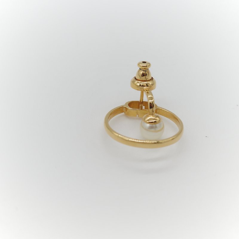 Dior 迪奧 金色 珍珠 CD Logo 耳環 耳釘-3