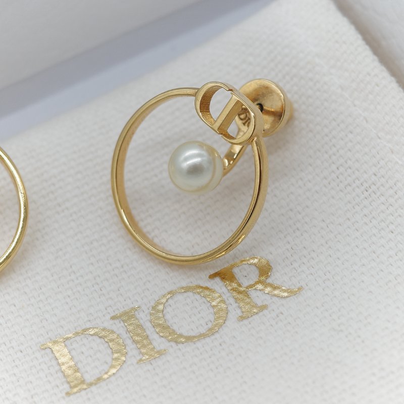 Dior 迪奧 金色 珍珠 CD Logo 耳環 耳釘-5