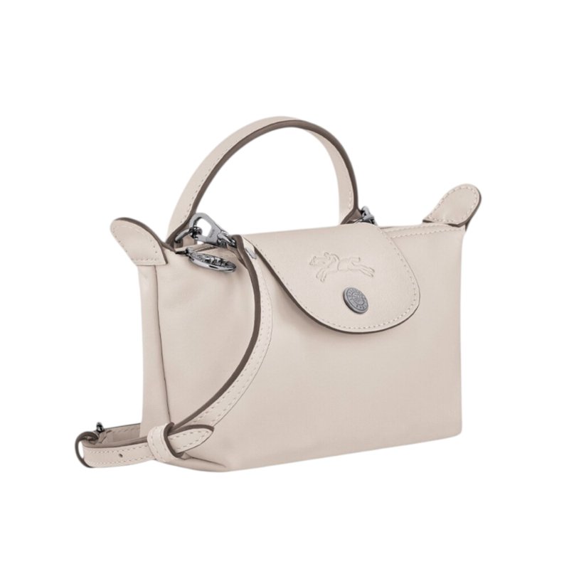 【LONGCHAMP】Le Pliage Xtra XS 迷你 牛皮 手提包 肩背包 斜背包 水餃包 白紙色 34205987555-1