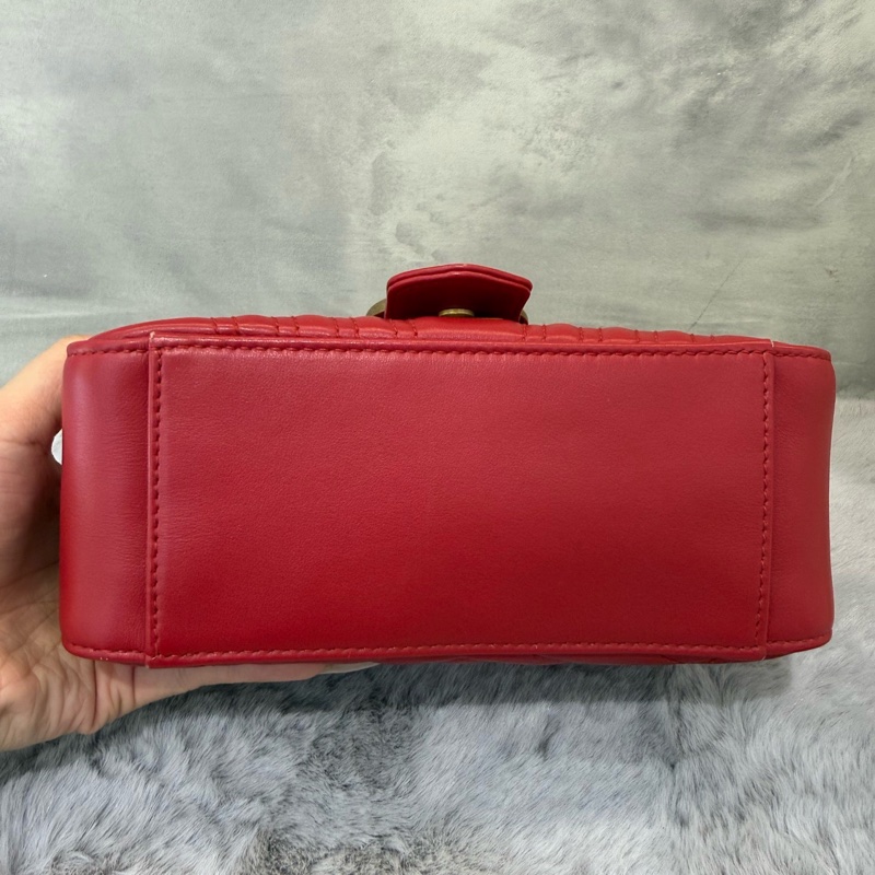 Gucci/古驰 GG Marmont 红金马蒙小号邮差包-2