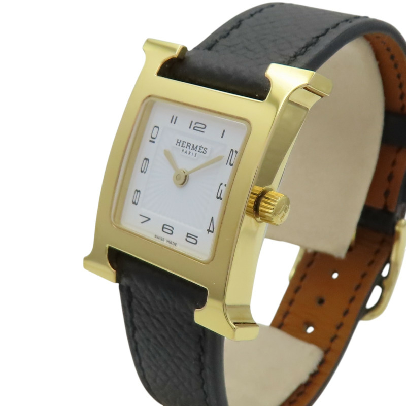 白色錶盤 黑色皮帶 Heure H 腕錶【HERMES 愛馬仕】-2