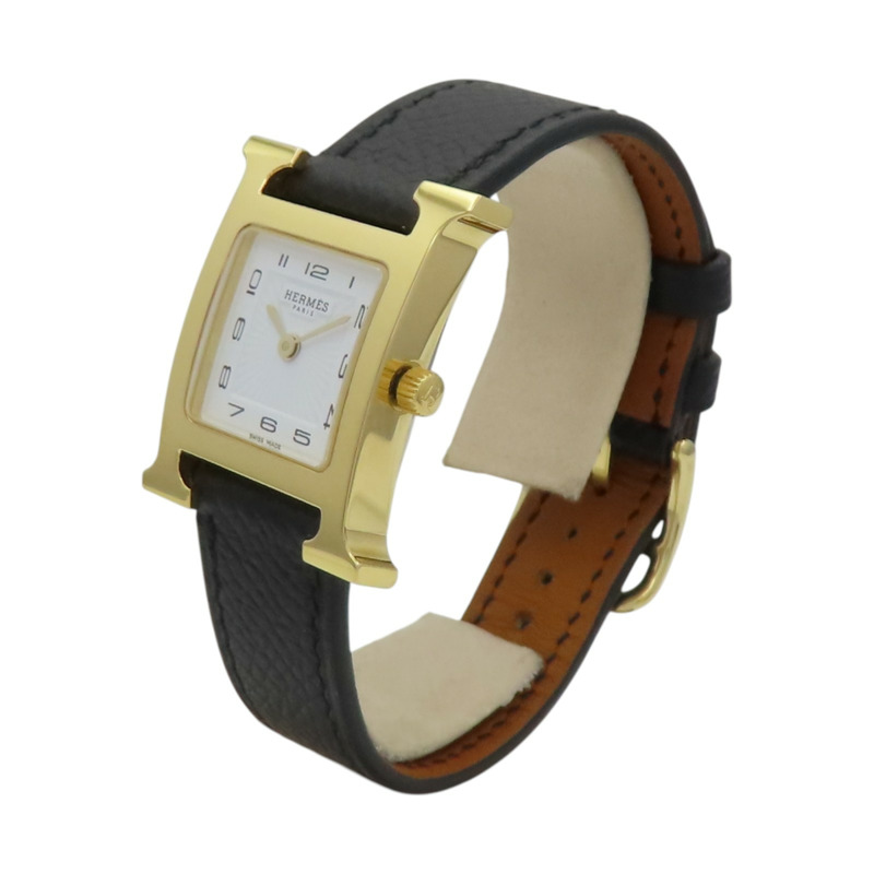 白色錶盤 黑色皮帶 Heure H 腕錶【HERMES 愛馬仕】-3
