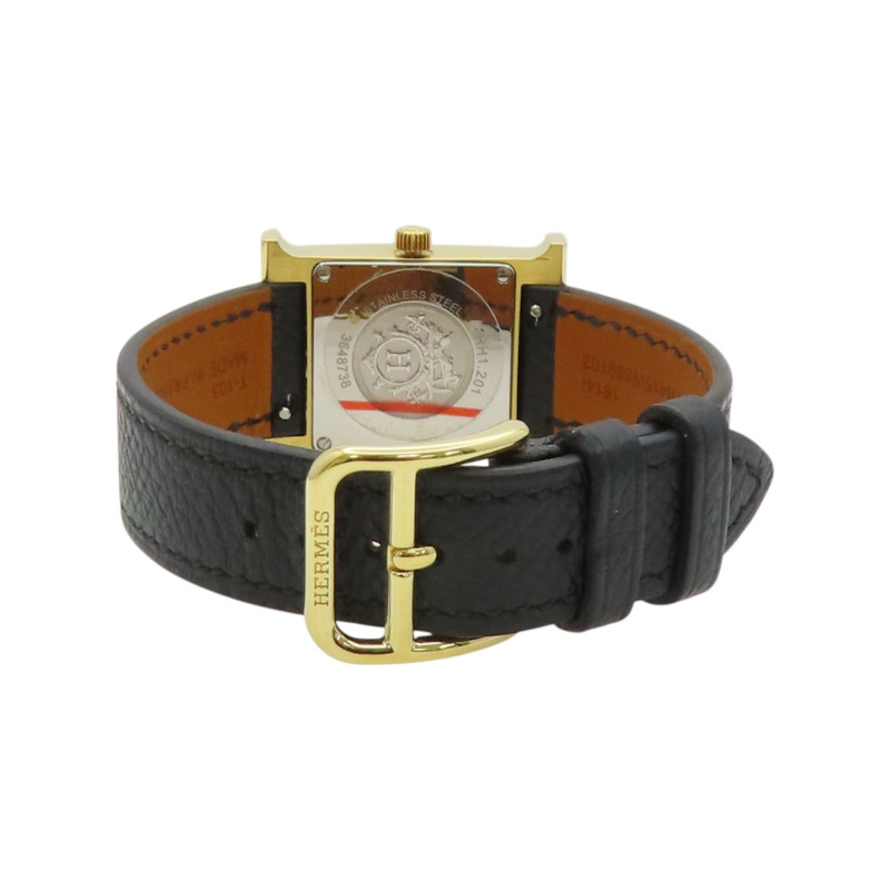 白色錶盤 黑色皮帶 Heure H 腕錶【HERMES 愛馬仕】-4