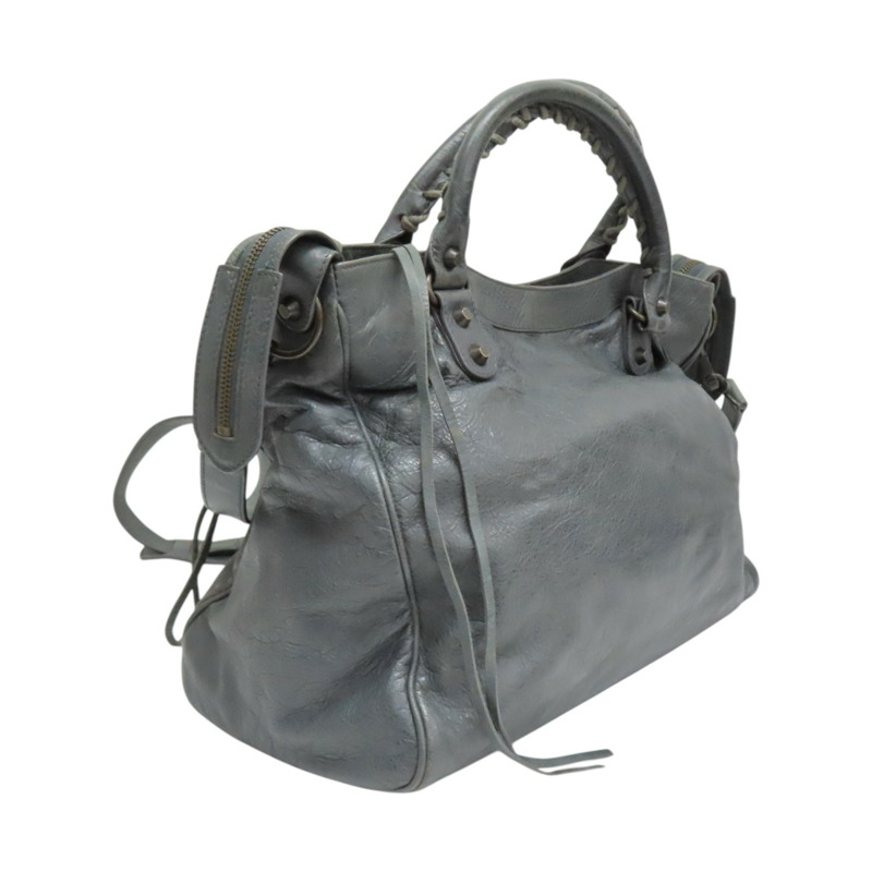 灰綠色 山羊皮 Classic Velo 機車包 肩背包【BALENCIAGA 巴黎世家】 235216-1