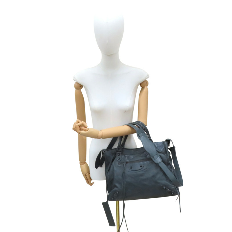 灰綠色 山羊皮 Classic Velo 機車包 肩背包【BALENCIAGA 巴黎世家】 235216-7