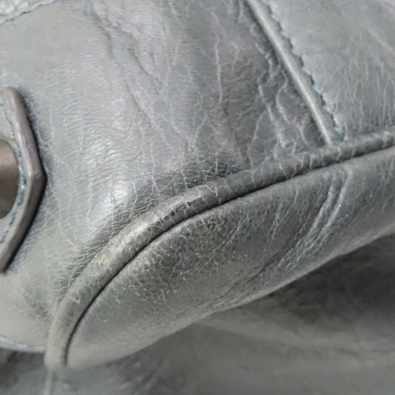 灰綠色 山羊皮 Classic Velo 機車包 肩背包【BALENCIAGA 巴黎世家】 235216-9