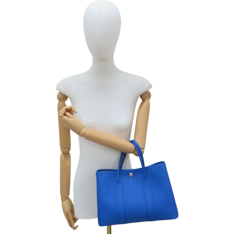 藍色 牛皮 Garden Party 30CM 手提包 C刻【HERMES 愛馬仕】-6