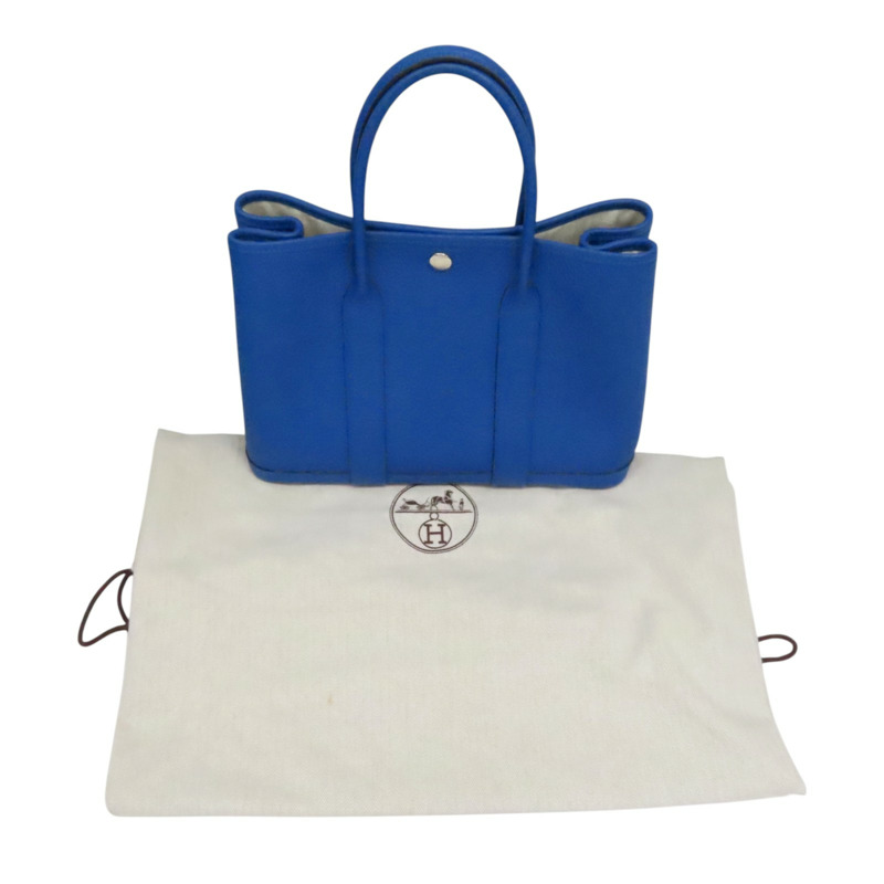 藍色 牛皮 Garden Party 30CM 手提包 C刻【HERMES 愛馬仕】-7