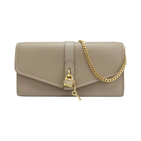 卡其色 牛皮 ABY 鎖頭WOC 鍊帶肩背包【Chloe 克羅伊】 CHC20SP314