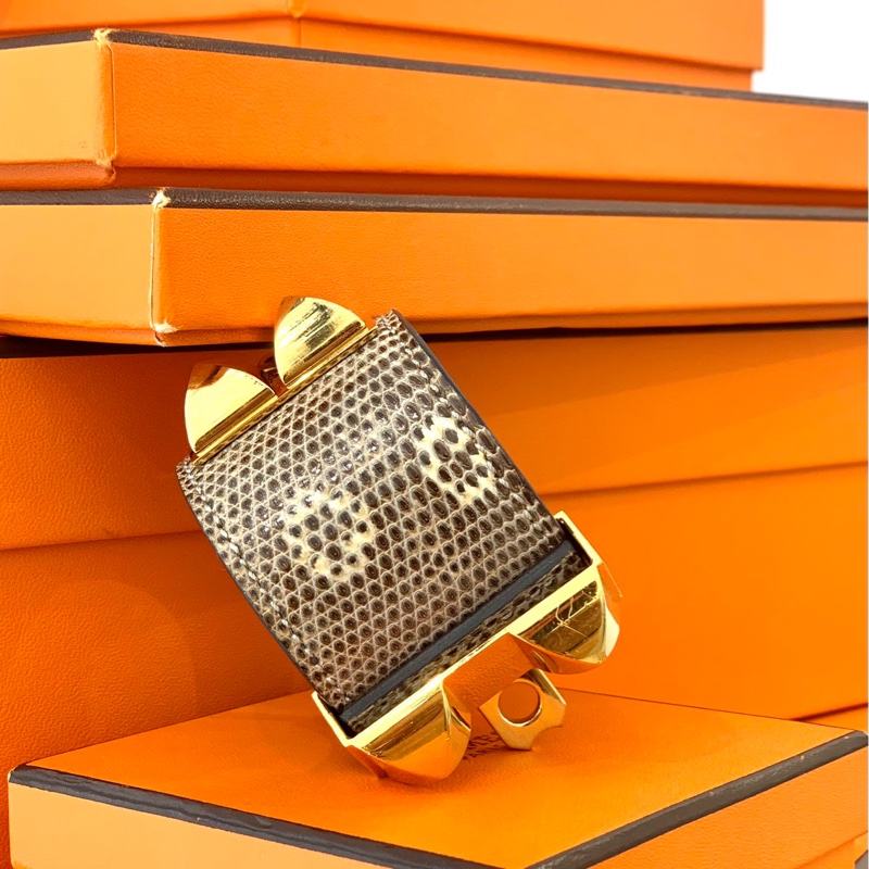 Hermes爱马仕CDC蜥蜴皮宽版手镯-4