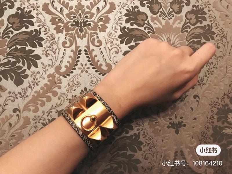 Hermes爱马仕CDC蜥蜴皮宽版手镯-5