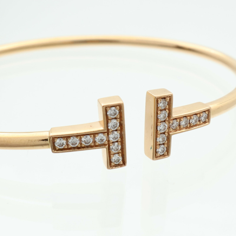 TIFFANY&CO 18K玫瑰金T Wire Diamond Bangle鑽石手鐲-3