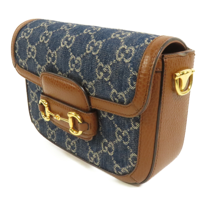 GUCCI Denim Horsebit 1955 Small肩背袋-2