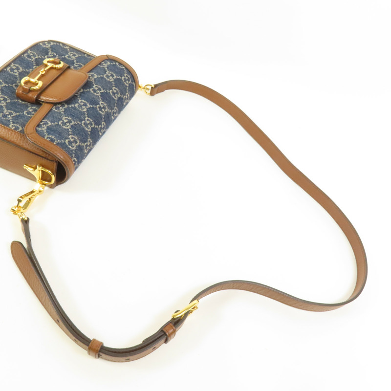 GUCCI Denim Horsebit 1955 Small肩背袋-5