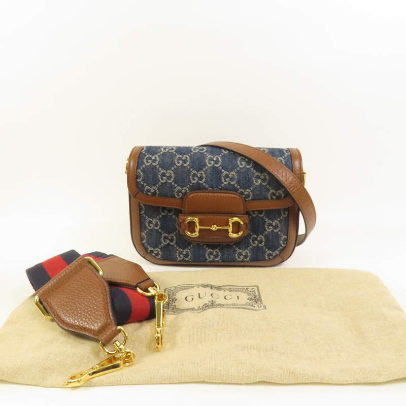GUCCI Denim Horsebit 1955 Small肩背袋-13